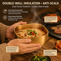 Bol à riz et à soupe en acier inoxydable 304 poli HL à double paroi isolé 200 ml/700 ml style coréen