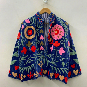 Chaqueta de Terciopelo Azul Rey para Mujer, Estilo Boho Chic, para Festivales y Fiestas, Cárdigan de Lujo, Tela de Terciopelo Suave, Corte Cómodo - Product Image 1