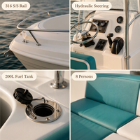 Perahu Pancing Konsol Tengah GRP 7.5m 24.6ft 300HP Motor Luar 8 Orang Tangki Bahan Bakar 200L Kelautan