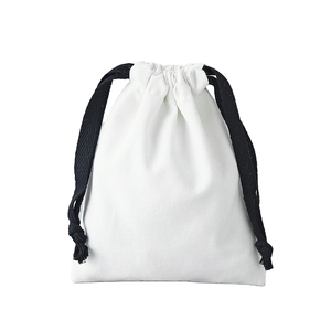 Bolsa de Lona Ecológica Blanca Lisa con Cordón y Logotipo Personalizado para Regalo/Empaque - Product Image 1