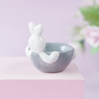 Porte-œufs en céramique en forme de lapin, cadeau créatif, support à œufs irrégulier, plat à condiments, décoration, modèle Dehua W211048