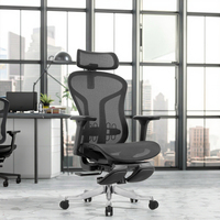 Chaise de bureau de direction ergonomique moderne à dossier ouvert, confortable, pivotante, en maille, réglable, avec soutien lombaire auto-ajustable