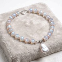 Collier de mode pour femme avec pendentif personnalisé en perles d'imitation baroque, perles de verre imitation cristal clair et boucle argentée, vente en gros
