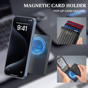 Men's Carbon Fiber <b>Wallet</b> With <b>RFID</b> <b>Blocking</b> Magnetic Card Holder Flip Top Genuine Leather Everyday Use - Product Image 3