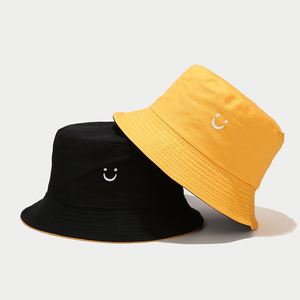 Chapeau de soleil unisexe tendance avec broderie double face motif Smiley, idéal pour l'été, les voyages, la plage, protection solaire, pour adultes et enfants - Product Image 3