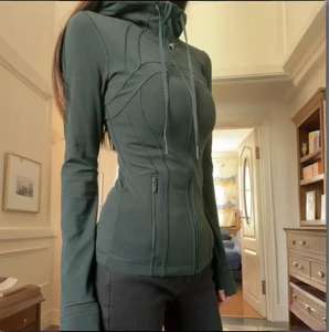 Autumn and Winter New Women's Sports Jacket Women's Slim Zipper High Elastic Running Long Sleeves <b>Top</b> Yoga <b>Top</b> - Product Image 4