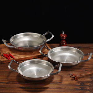 Olla caliente del Ejército Coreano vintage, sartén comercial de doble oreja gruesa, olla seca, olla de acero inoxidable, olla de arroz para mariscos españoles - Product Image 5