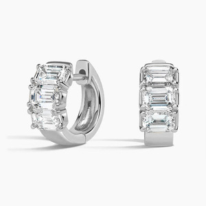 Minimalist 14K <b>Gold</b> Filled Anti Tarnish Jewelry Emerald Cut VVS GRA Moissanite <b>small</b> delicate <b>Hoop</b> earrings for office - Product Image 5