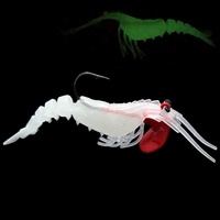 SEASKY – appât artificiel en plastique souple avec hameçon lumineux pour la pêche au bar en eau douce, leurre pour crevettes, 7CM, 12.5G