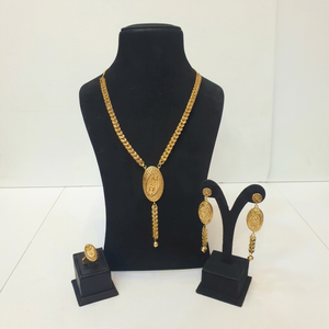 Juego de Joyería Vintage de Latón Chapado en Oro de 24k, Collar, Aretes y Anillo con Diseño de Borlas, Regalo de Boda para Mujer - Product Image 1