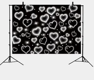 Начале 2000s фон для черное сердце праздничный фон для фотографии с изображением блестящих в форме сердца милое 16 18th 21th 30th для мужчин и женщин с днем рождения
