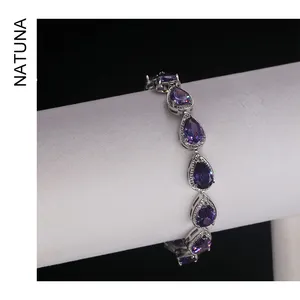 Natuna Modeschmuck Luxus-Armband Ametysten-Armband Perlenform Zirkon-Armband italienische plattierte Armbänder