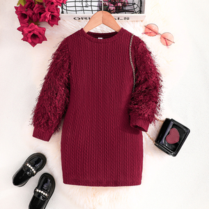 Vestido de Punto Elegante y Moderno para Niñas de 4 a 7 Años, Ropa de Lana para Otoño e Invierno, Suministro ODM - Product Image 1