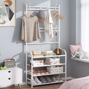 <span class=keywords><strong>Porte</strong></span>-<span class=keywords><strong>manteau</strong></span> de chambre à coucher à 5 couches, <span class=keywords><strong>porte</strong></span>-vêtements de <span class=keywords><strong>grande</strong></span> <span class=keywords><strong>taille</strong></span> 80cm, <span class=keywords><strong>porte</strong></span>-<span class=keywords><strong>manteau</strong></span> de couloir en métal avec <span class=keywords><strong>porte</strong></span>-chaussures - Product Image 5