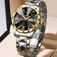 BINBOND jam tangan 2521 pria, arloji Quartz bisnis tahan air bercahaya Stainless Steel dengan kalender Dial berlian olahraga