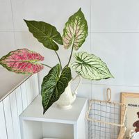 Feuille d'alocasia artificielle réaliste de 68 cm, plante tropicale artificielle, tige de taro, décoration de mariage, décoration de la maison, arrangement floral, vente en gros
