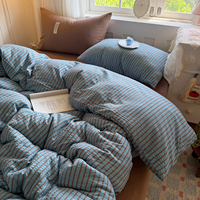 Parure de lit de luxe en gaze double couche quatre pièces pour enfants, motif dessin animé, drap de lit pour dortoir, ensemble de trois ou quatre pièces avec housse de couette