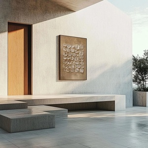 Arte Mural 3D Vertical de Gran Tamaño en Tonos Tierra, Estilo Wabi Sabi, sobre Lienzo, Arte Mural Contemporáneo para Decoración Moderna del Hogar y Galería - Product Image 6