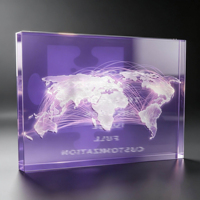 Trofeo de Cristal Horizontal Neelpure 125493 con Diseño de Rompecabezas y Mapa del Mundo Personalizado para Premios Corporativos