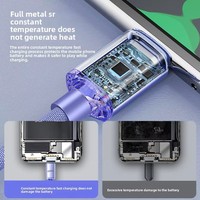 120W Type C PD Câble de données de charge rapide Nylon tressé 1m 2m 6A USB a vers USB C Câble de charge rapide Matériau TPE pour téléphone portable