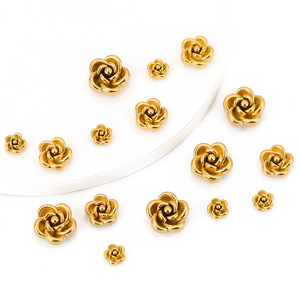 Cuentas de acero inoxidable 3D con forma de rosa, pequeñas, para joyería DIY, collares, pendientes, accesorios hechos a mano, venta al por mayor - Product Image 1
