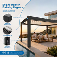 Pergola motorisée en aluminium avec toit ouvrant à persiennes, imperméable, fixation murale, auvent extérieur