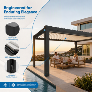 Pergola Motorizzata in Alluminio con Tetto Apribile Impermeabile, Gazebo da Esterno Montato a Parete - Product Image 1