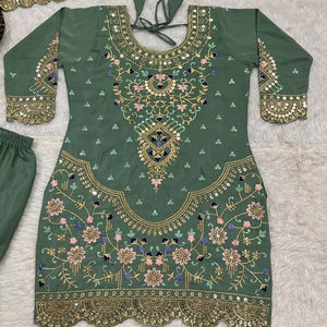 เสื้อคอตตอนขนาดเล็กปากีสถานของอินเดียเสื้อสำหรับใส่ไปปาร์ตี้ดูตราตราพลัสซโซ่ dupatta 9มม. ปักลำดับตามธรรมชาติ - Product Image 1