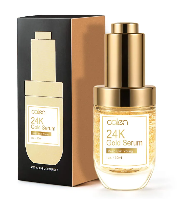 Serum Emas 24K Melembabkan, Kolagen Vitamin E Anti-penuaan Hyaluronic