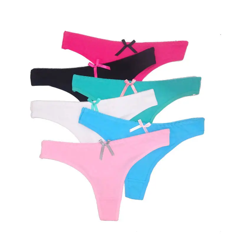 Drop Shipping Wanita Katun G String 6 Warna Solid Wanita Thong Pakaian 87295