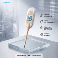 Termometer Tubuh LCD Anti Air Tahan Lama dengan Alarm Demam, Dapat Disesuaikan OEM, untuk Penggunaan Rektal dan Ketiak