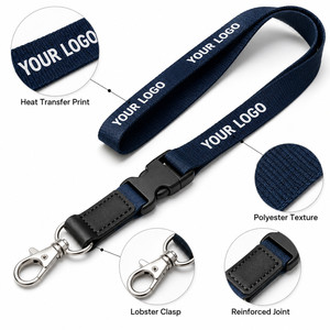 Custom Logo Polyester Lanyard Heat Transfer Printing Various Hardware <b>Clips</b> and Buckles for Office Event and School ID Badge - Product Image 2
