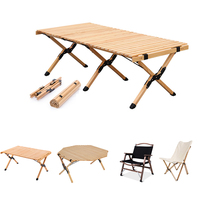 OEM produttore outdoor ultralight roll up mini alluminio bbq legno portatile picnic rotondo facile pieghevole tavolo da campeggio e set di sedie
