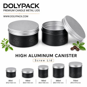 Boîte à thé en aluminium couleur personnalisée avec couvercle à vis, finition cercle noir et or pour thé matcha, café en poudre, herbes. - Product Image 1