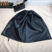Grand sac pochette en satin de soie noir avec logo personnalisé de luxe de haute qualité sac à poussière à cordon pour sacs à main pour sacs à perruques emballage de cheveux