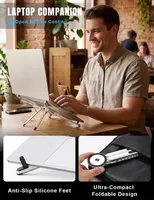 Support d'ordinateur portable pliable 4 en 1, support magnétique pour téléphone, support de bureau portable en aluminium avec poignée trépied pour iPad Pro, voyage, vlogging