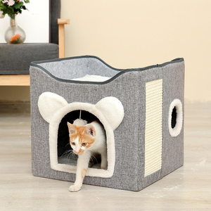 Best Seller <strong>Cat</strong> Pet House Semi-Enclosed Foldable <strong>Cat</strong> Bed <strong>Cave</strong> with Litter Protective Cloth Material for Small Animals - Product Image 5