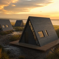 Maisonnette préfabriquée de luxe en bord de ruisseau, solution clé en main pour la construction de maisons d'hôtes touristiques pour entrepreneurs, modèle S500 A-Frame.