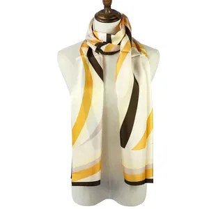 Long Satin Custom Silk Scarf Wholesale Fashion Stripe Design 100% Silk Scarf Oblong