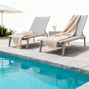Chaise longue <span class=keywords><strong>de</strong></span> patio à cadre en aluminium antirouille HOMFUL Chaise longue <span class=keywords><strong>de</strong></span> piscine à dossier inclinable réglable en <span class=keywords><strong>blanc</strong></span> - Product Image 6