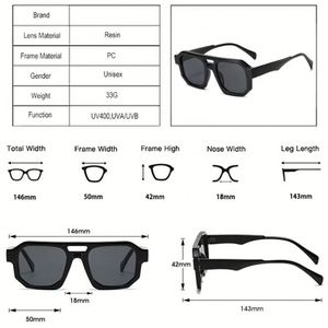 Gafas de Sol Retro 2025 con Logotipo Personalizado, Estilo Punk para Hombre y Mujer, Protección UV400, Lentes Degradadas, Doble Puente, Cuadradas - Product Image 6