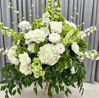 Arrangements de fleurs artificielles en soie pour centres de table de mariage et de Noël, fleurs blanches et vertes, faites à la main, aspect naturel, toucher réaliste