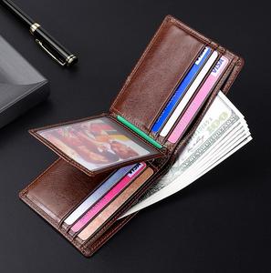 Everyday Use Vintage Oil Wax Cowhide <b>RFID</b> Anti-Magnetic Anti-Theft European and American Genuine Leather Men's <b>Wallet</b> - Product Image 3