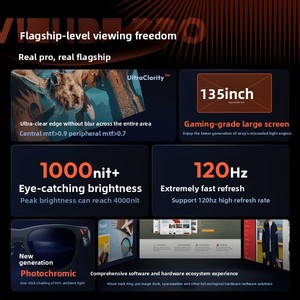 <span class=keywords><strong>Lunettes</strong></span> XR/AR 1000 nits de luminosité éblouissante 120 Hz Taux de rafraîchissement élevé Sans batterie Légères 77 g Prises en charge - Product Image 2