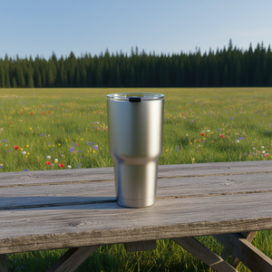 Gobelet isotherme en acier inoxydable argenté avec couvercle, tasse de voyage pour le camping et les activités de plein air, isolation thermique 24 heures - Product Image 2