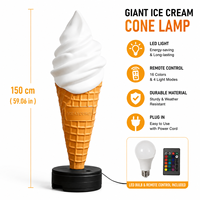 Grande sculpture de crème glacée de 95 cm Modèle de nourriture artificielle Canne à bonbon géante Statue de canne à glace à vendre avec lumière LED