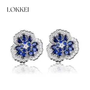 Wholesale moissanite diamond Luxury 925 silver fine jewelry Moissanite Flower Stud Earring for Women 925 Sterling Silver Jewelry