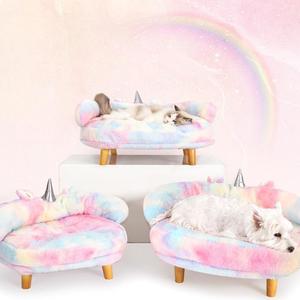 Regenbogen-Einhorn Stoff-Typ Warmes Winter-Haustierbett für Katzen & Hunde Ohne Montage Universelles Haustierbett für Katzen und Hunde Geeignet für Kleintiere - Product Image 2