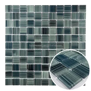 Design en bois gris cristal verre mélange pierre mosaïque utilisation pour le mur dosseret et fond de télévision et mur de salle de bain