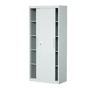 Office Furniture Metal Filling Cabinet Iron Cupboard Steel Cabinet Storage Staff File Cabinet with 2 Sliding door and 4 shelves